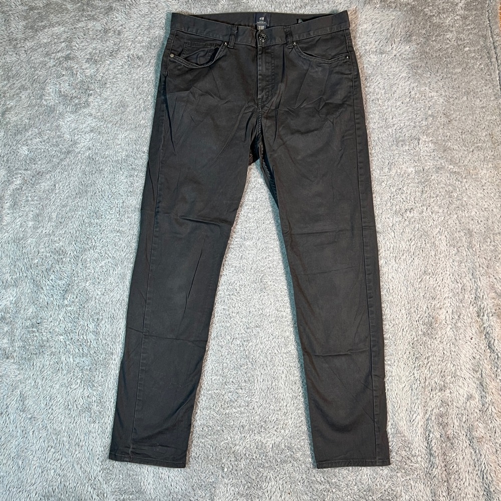 HM Slim Fit Chinos Mens 30x32 Dark Charcoal Gray Cotton Stretch Pants 175/76A